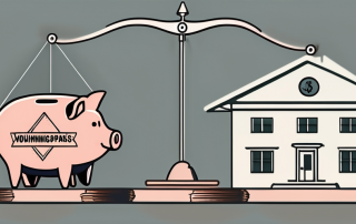 A scale balancing a piggy bank labeled "arbeitnehmersparzulage" on one side and a house icon labeled "wohnungsbauprämie" on the other side