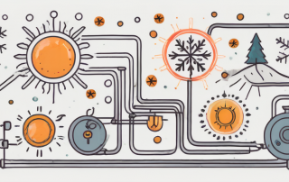 A heating system with a toggle switch marked with summer and winter symbols