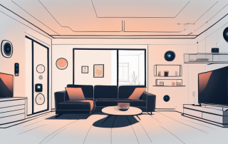 A modern home filled with various smart devices such as a smart thermostat