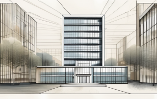 The german federal ministry of economics building with various economic symbols like charts