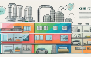 A colorful energy efficiency certificate with various energy efficiency classes from a to g