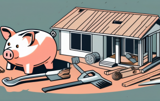 A house under construction with various tools and materials scattered around