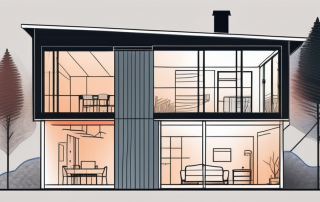 A modern home with visible air heating system integrated with a heat pump