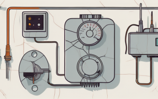 A broken thermostat with visible internal components