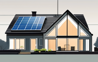 A house undergoing energy-efficient renovations with visible elements like solar panels