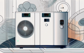 A heat pump system with visible internal components