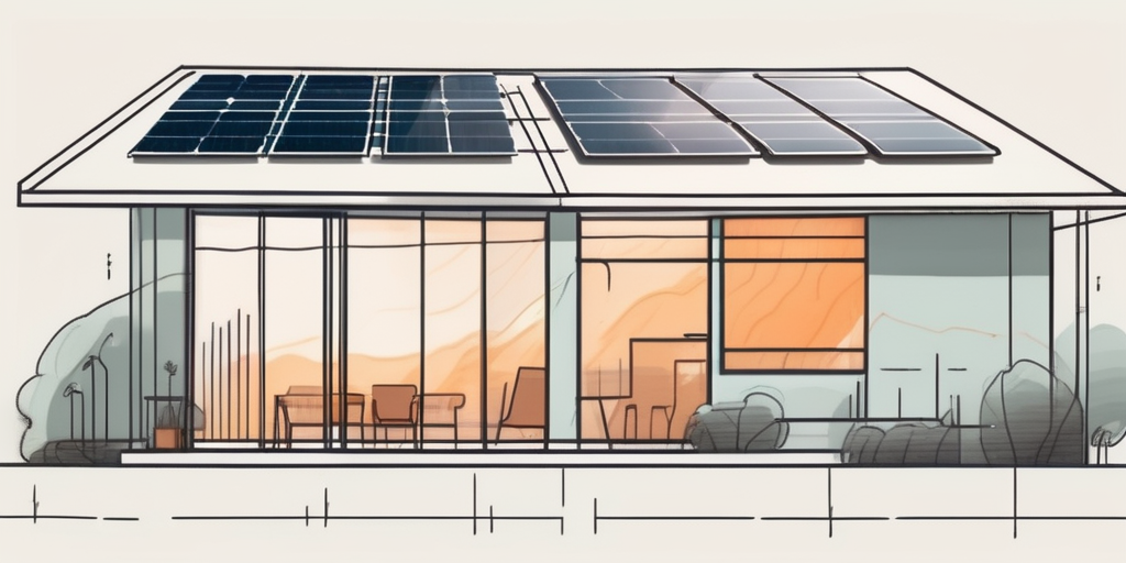 A residential building with visible energy efficiency features like solar panels