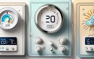 A smart thermostat on a wall