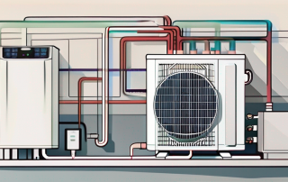 An air heat pump in a home setting