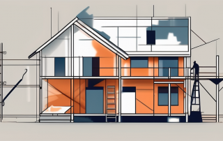 A house undergoing renovation with visible elements like scaffolding