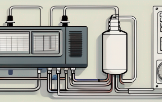 A heat pump with various technical components and a calculator
