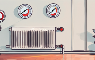 A thermometer attached to a heating radiator