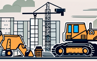 A construction site with various elements like cranes