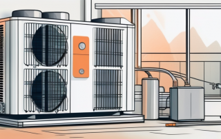 An air-water heat pump with visible internal mechanics
