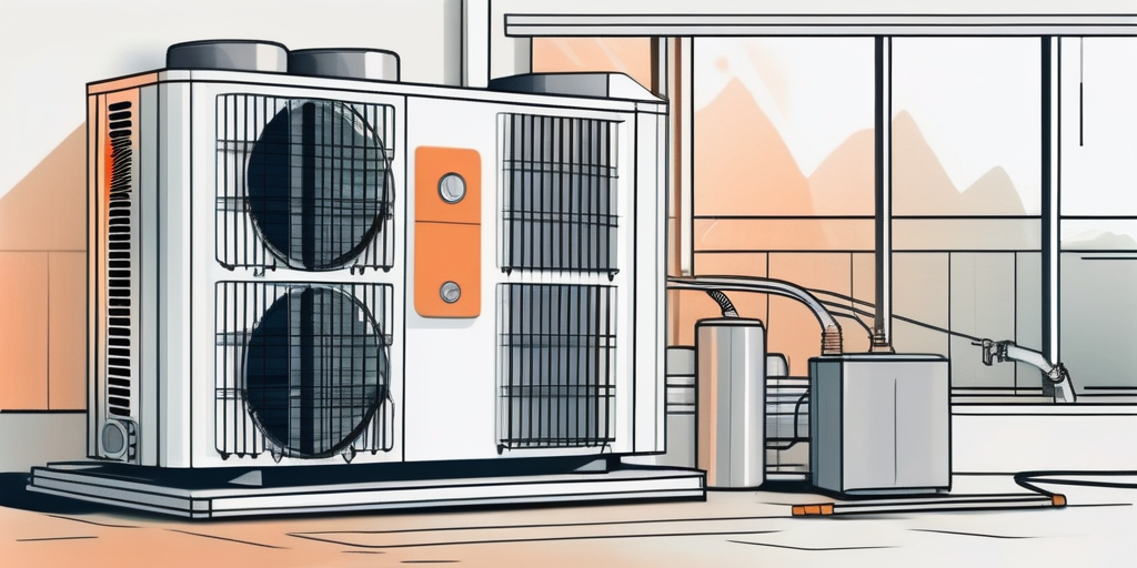 An air-water heat pump with visible internal mechanics
