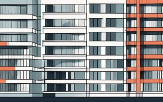 A multi-story building with clear demarcations to indicate three separate apartments