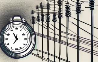 A power grid with a clock symbol overlaying it
