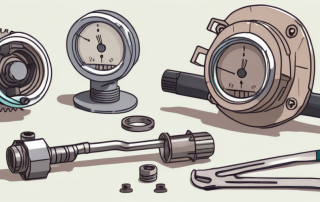 A stuck thermostat valve with visible internal components