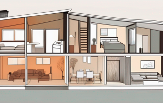 A modern heating system inside a cutaway view of a single-family house