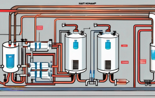 A cross-sectional view of a heat pump heating system