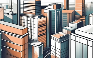 A modern cityscape with a mix of traditional and contemporary architecture