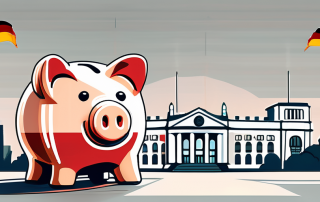 A piggy bank with a german flag design