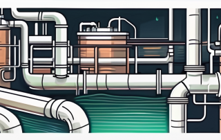 A city's sewage system with pipes carrying wastewater