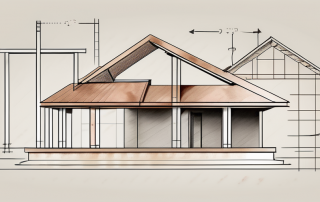 A house under construction with different phases marked from foundation laying to roofing
