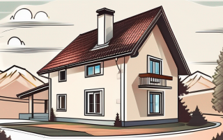 A traditional bavarian single-family house with a price tag hanging off the chimney