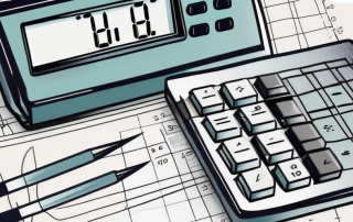 A calculator and a blueprint