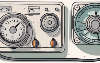 A broken thermostat with visible internal components