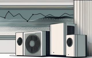 A heat pump with sound waves emanating from it
