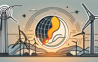 Various energy symbols such as a wind turbine