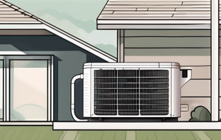 A modern air heat pump with a price tag hanging off it