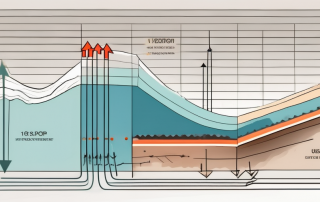 A cross-section of a wall with different layers of insulation