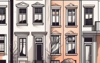 A multi-family house with price tags hanging from its different sections