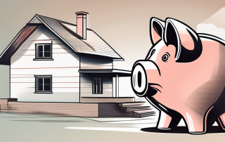 A traditional german house under construction with a piggy bank in the foreground