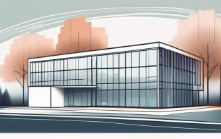 A modern new building with a measuring tape subtly incorporated into the design