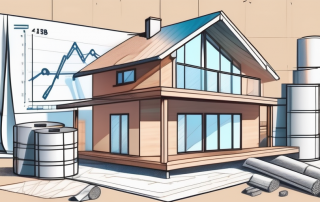 A single-family house under construction with various building materials scattered around