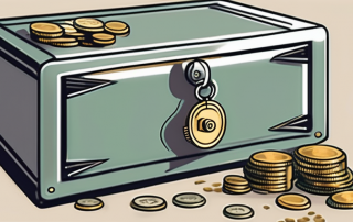 A safe filled with coins and banknotes