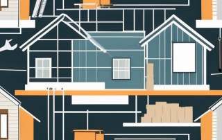 A house under construction with various building materials around it