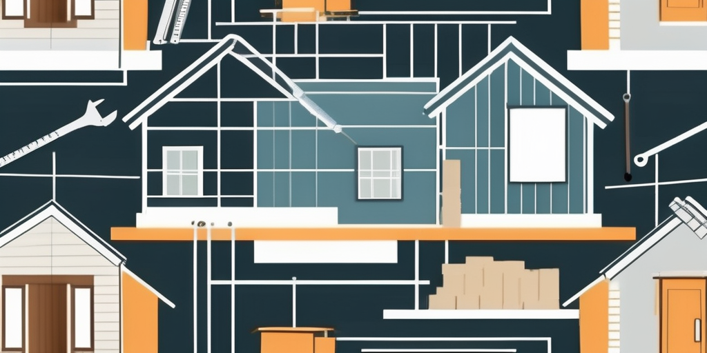 A house under construction with various building materials around it