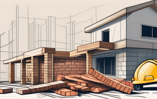 A construction site with a half-built house