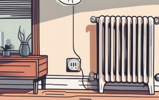 A thermostat on a wall with a comfortable room temperature displayed