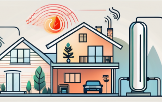 A modern heating system with symbols indicating energy efficiency and financial savings