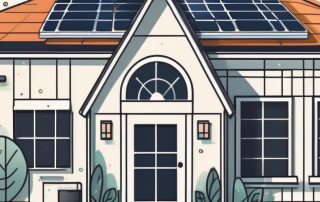 A house with energy-efficient features such as solar panels