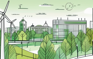 The berlin cityscape with prominent environmentally-friendly features like solar panels