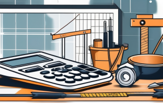 A construction site with various tools and materials
