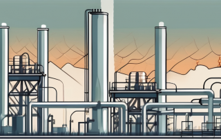 A natural gas plant with pipelines