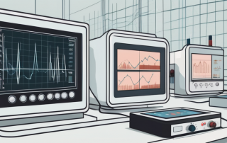 Several different types of electric thermostats being tested in a laboratory setting